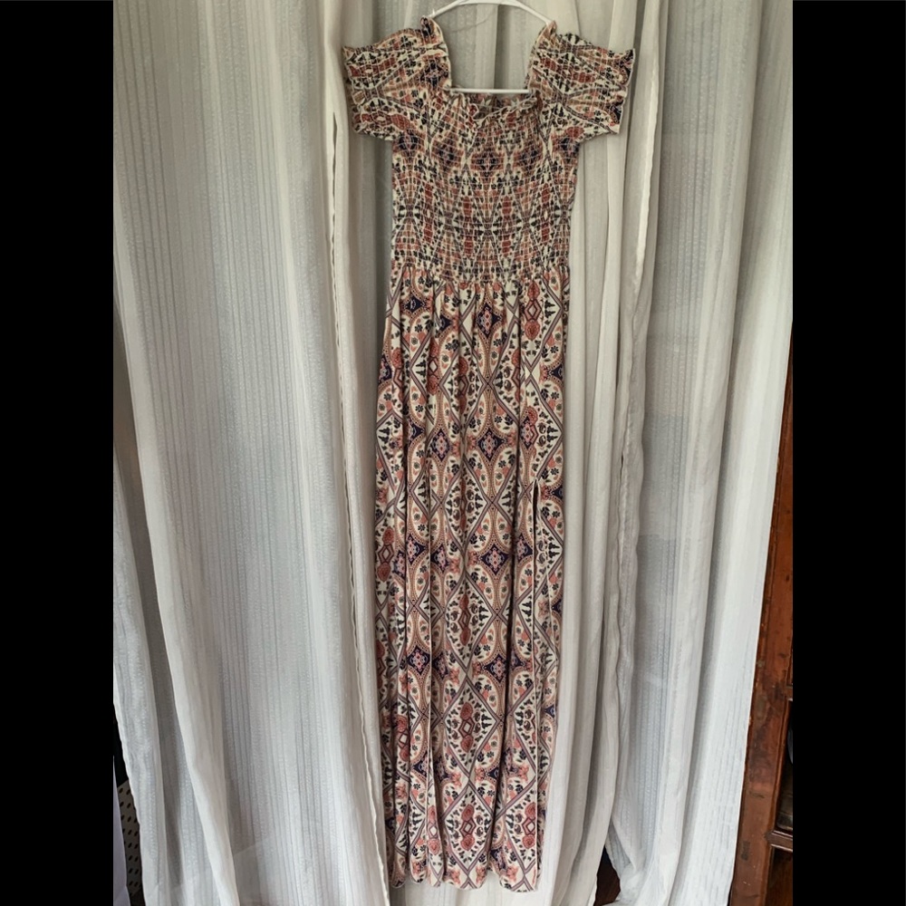 Maxi printed slit dress